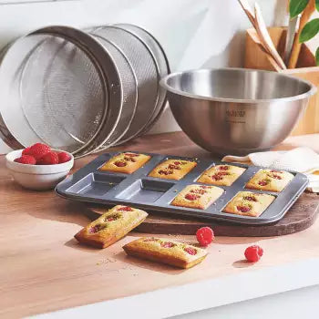 8 Large Financier Mould in Non-Stick Steel