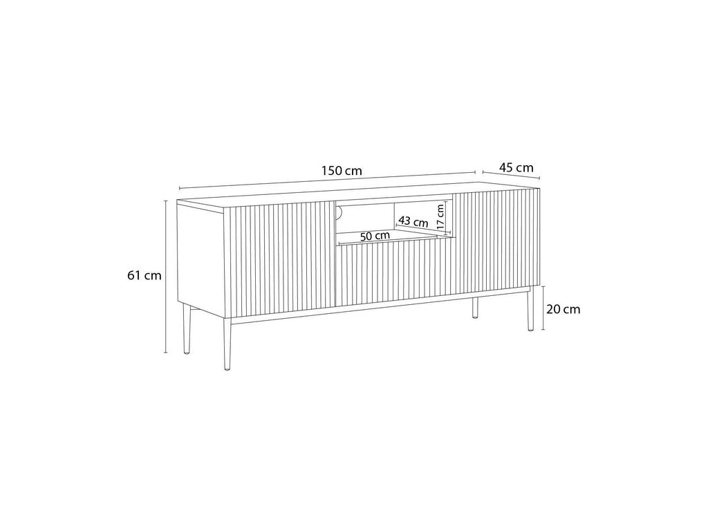 Kasha - Mueble de TV con compartimento - Patas negras