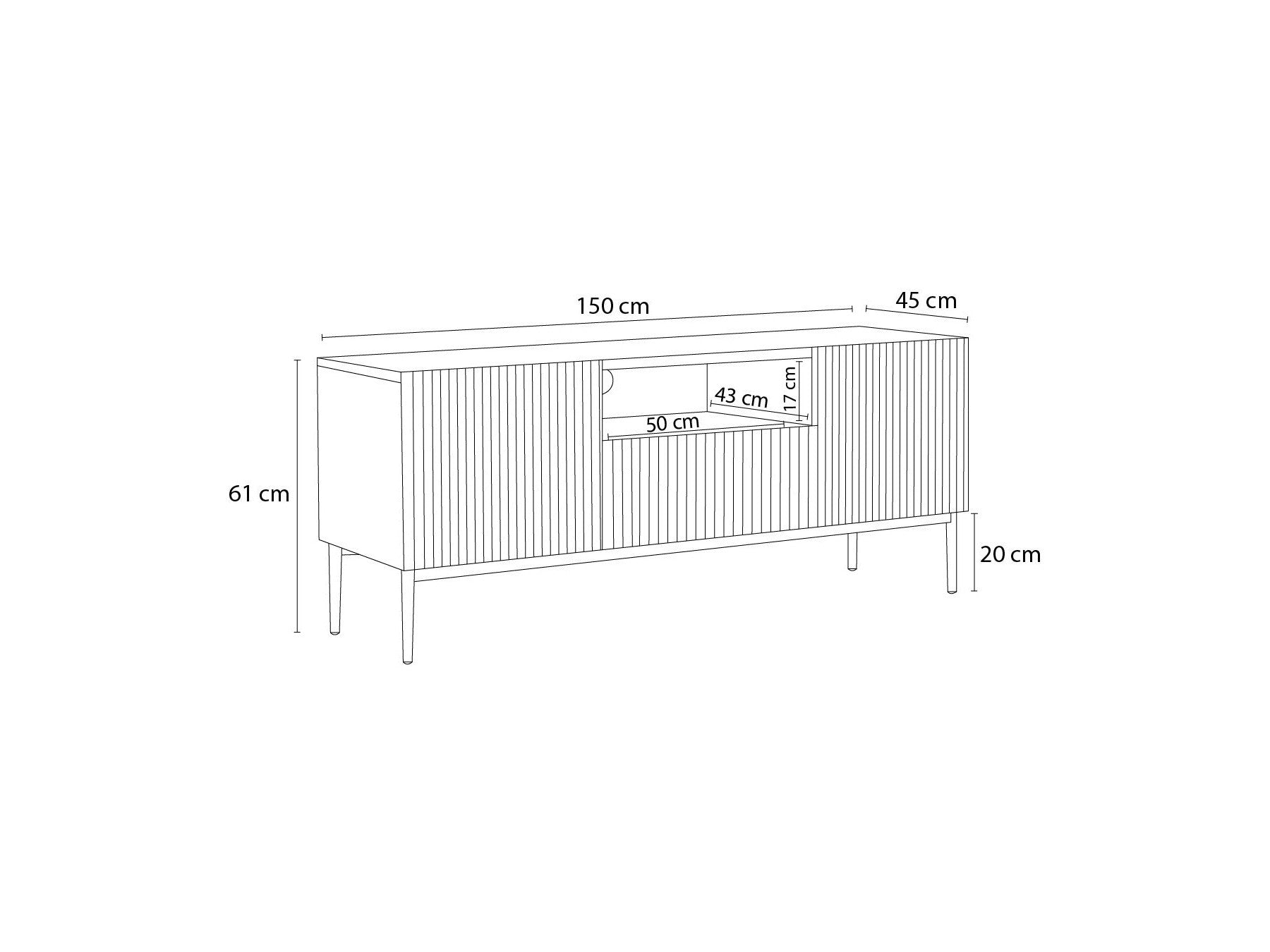 Kasha - Mueble de TV con compartimento - Patas negras