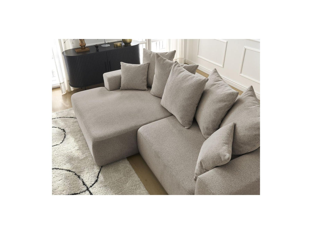 Atilla - Canapé D'Angle Convertible Coffre - Tissu Chiné - Angle Gauche