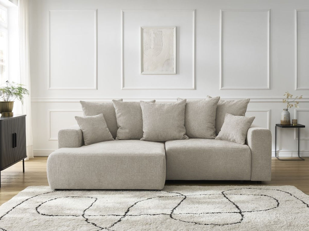 Atilla - Convertible Corner Sofa with Storage - Textured Fabric - Left-Hand Corner