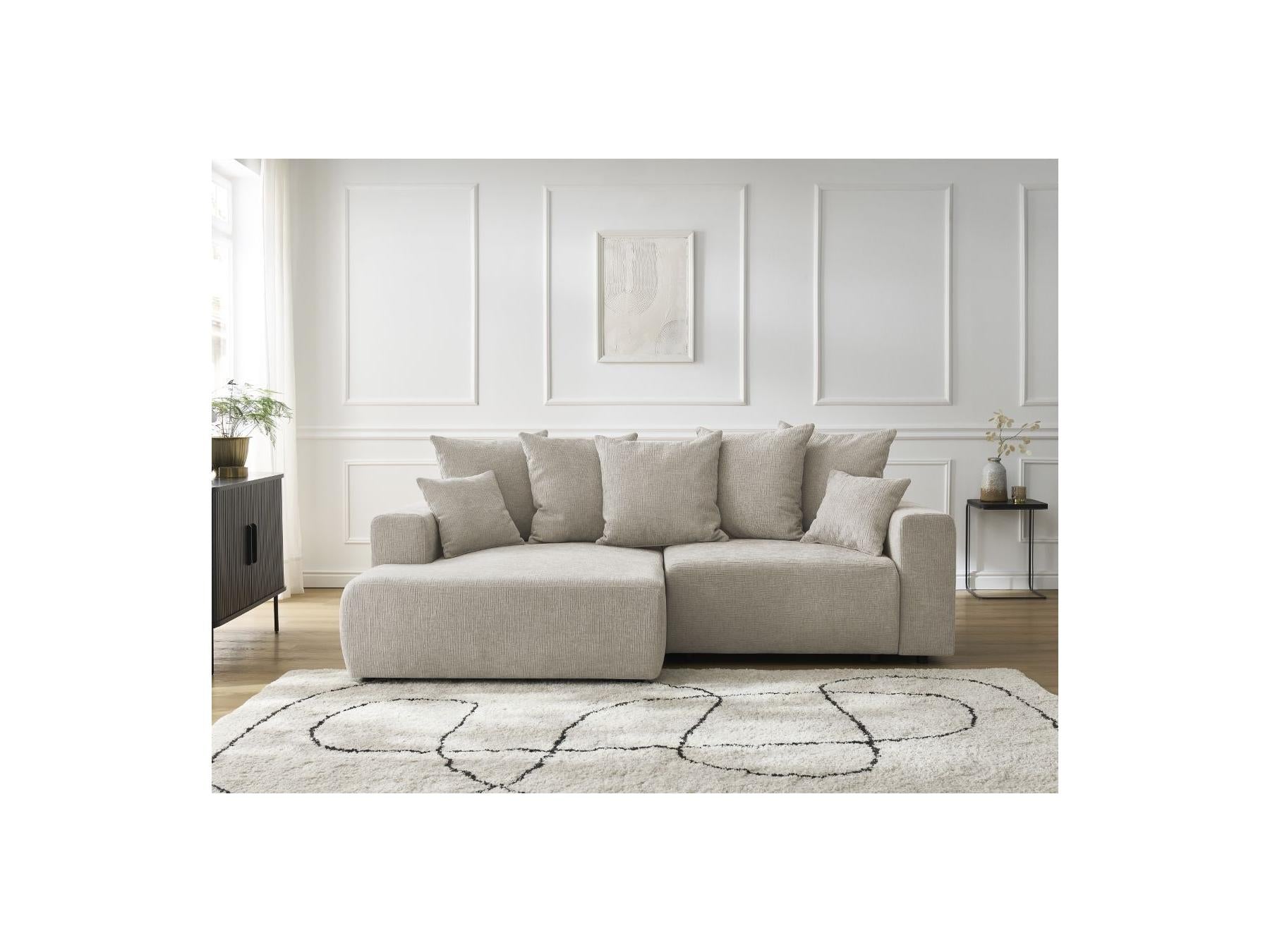 Atilla - Convertible Corner Sofa with Storage - Textured Fabric - Left-Hand Corner