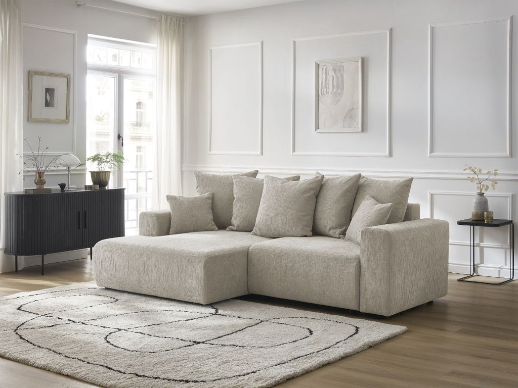 Atilla - Convertible Corner Sofa with Storage - Textured Fabric - Left-Hand Corner