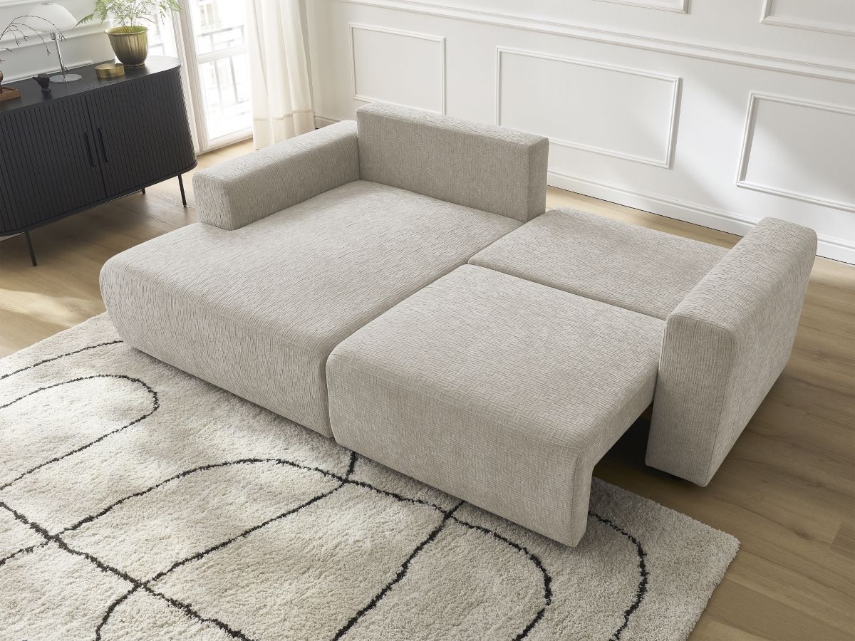 Atilla - Convertible Corner Sofa with Storage - Textured Fabric - Left-Hand Corner
