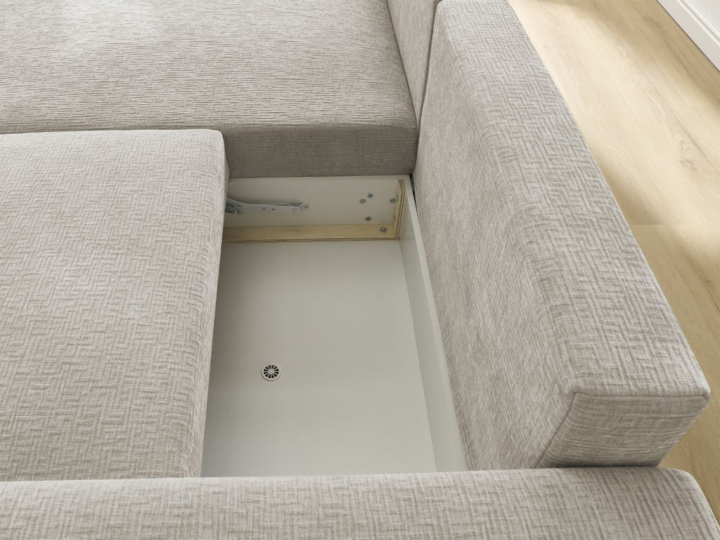 Atilla - Convertible Corner Sofa with Storage - Textured Fabric - Left-Hand Corner