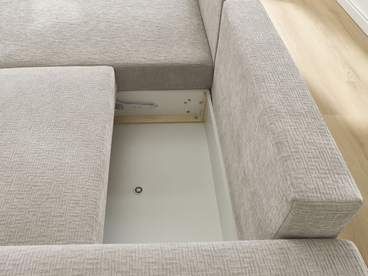 Atilla - Convertible Corner Sofa with Storage - Textured Fabric - Left-Hand Corner