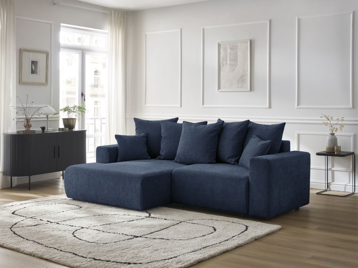 Atilla - Convertible Corner Sofa with Storage - Textured Fabric - Left-Hand Corner