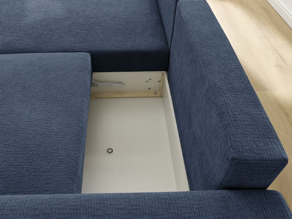 Atilla - Convertible Corner Sofa with Storage - Textured Fabric - Left-Hand Corner