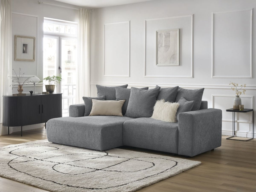 Atilla - Convertible Corner Sofa with Storage - Textured Fabric - Left-Hand Corner