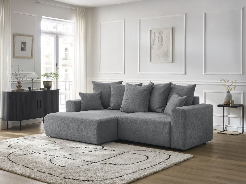 Atilla - Convertible Corner Sofa with Storage - Textured Fabric - Left-Hand Corner