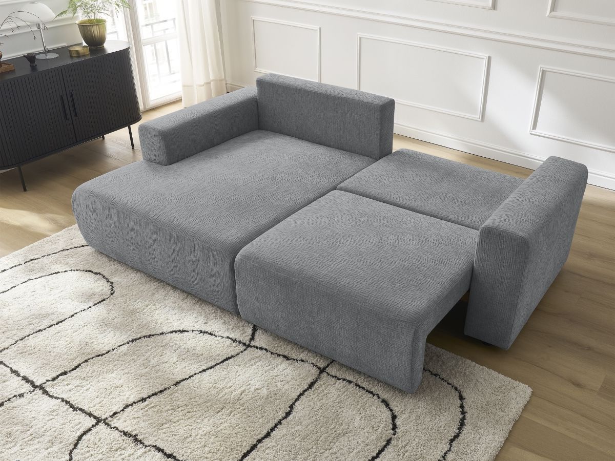 Atilla - Convertible Corner Sofa with Storage - Textured Fabric - Left-Hand Corner