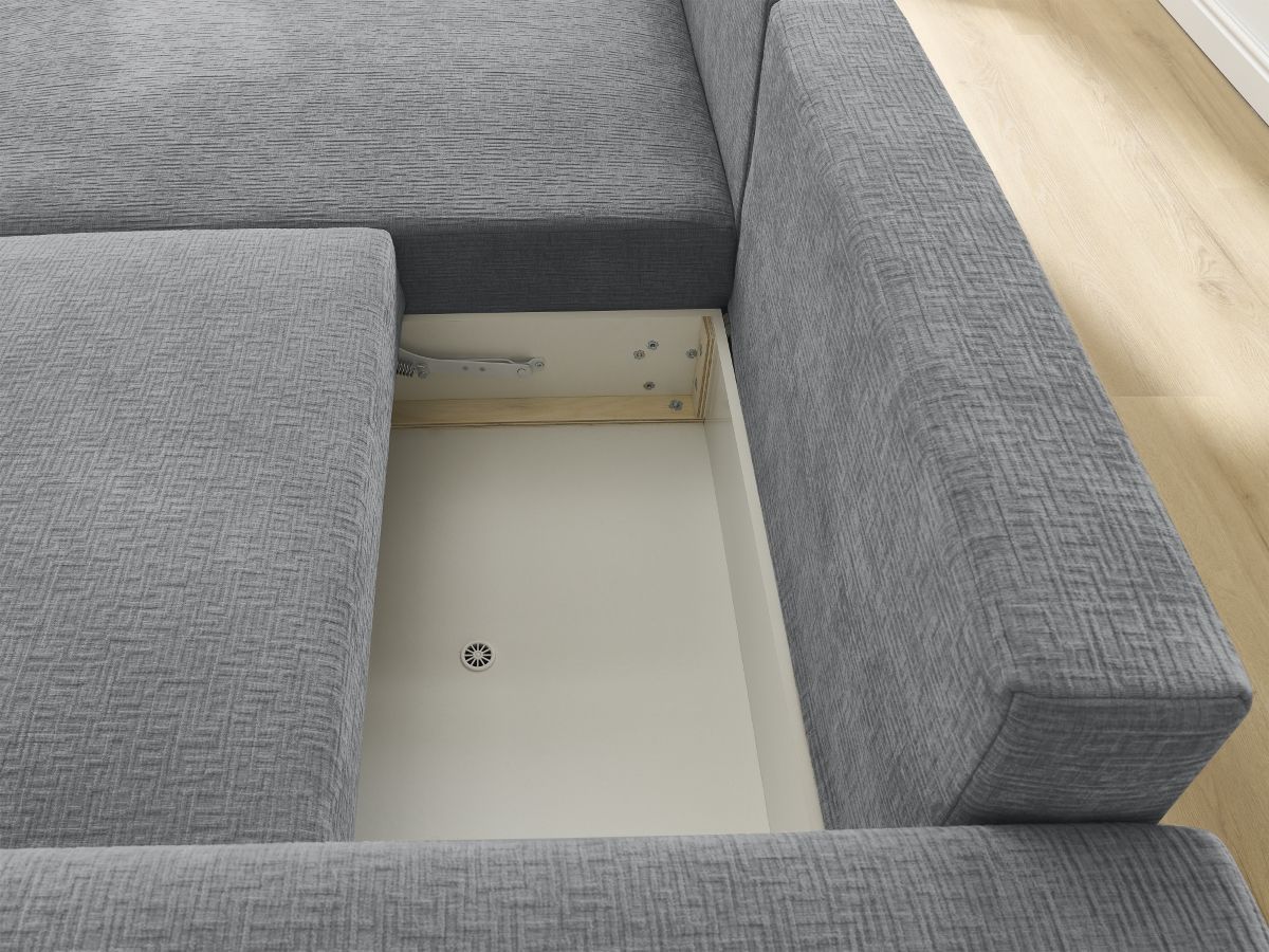Atilla - Convertible Corner Sofa with Storage - Textured Fabric - Left-Hand Corner