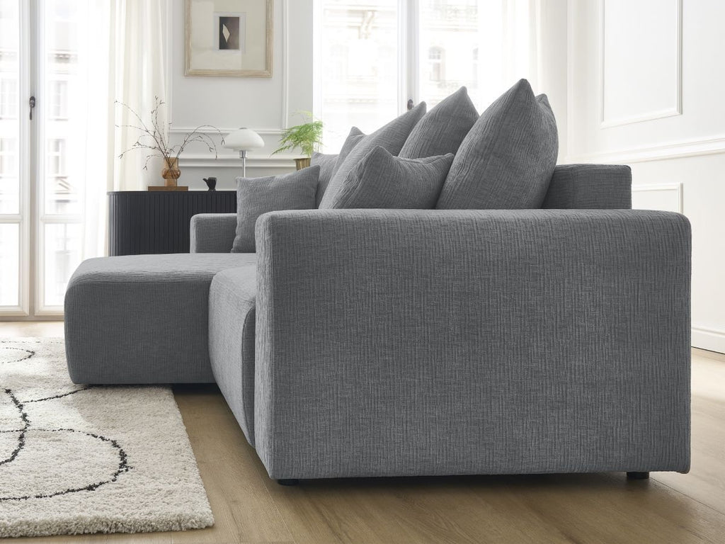 Atilla - Convertible Corner Sofa with Storage - Textured Fabric - Left-Hand Corner