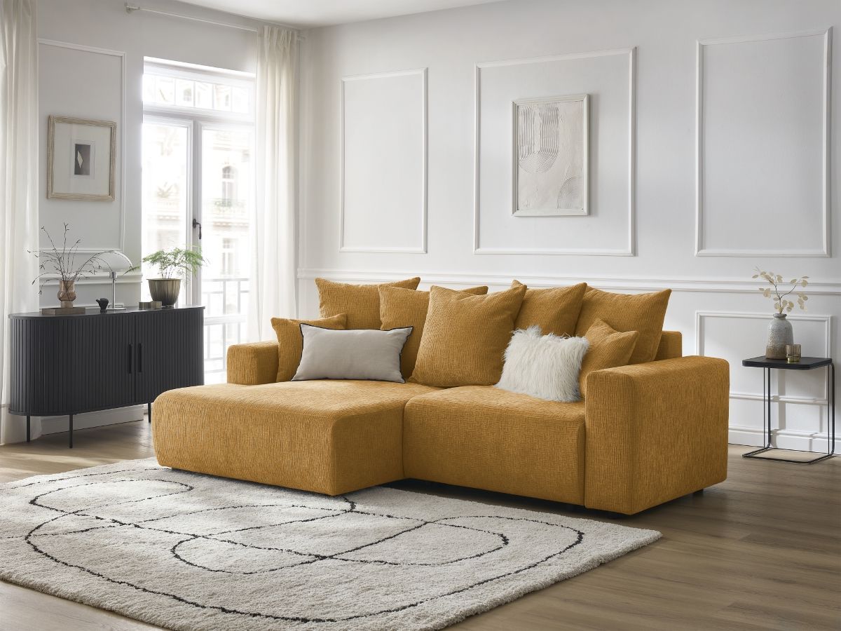 Atilla - Convertible Corner Sofa with Storage - Textured Fabric - Left-Hand Corner