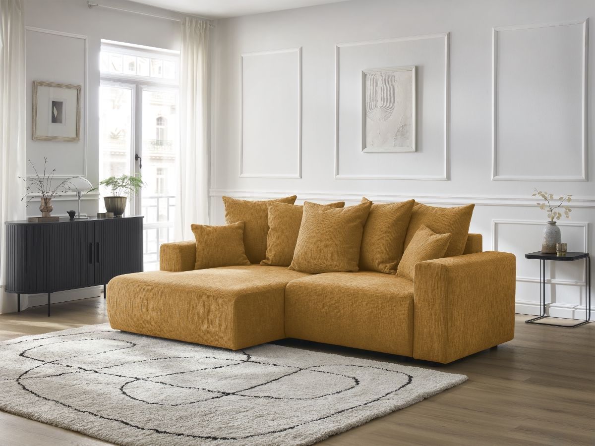 Atilla - Convertible Corner Sofa with Storage - Textured Fabric - Left-Hand Corner