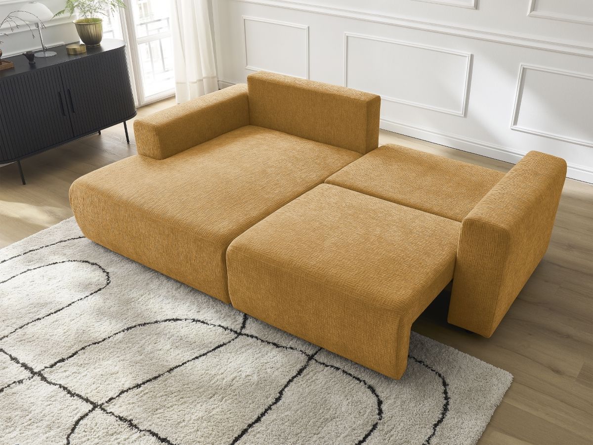 Atilla - Convertible Corner Sofa with Storage - Textured Fabric - Left-Hand Corner