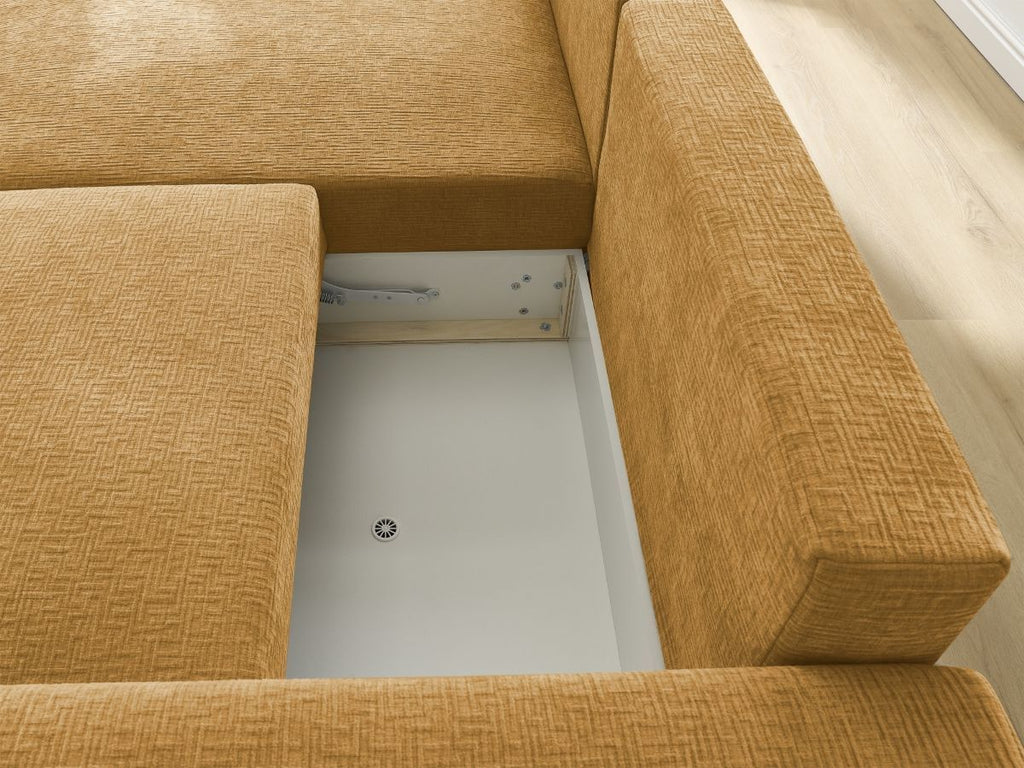 Atilla - Convertible Corner Sofa with Storage - Textured Fabric - Left-Hand Corner