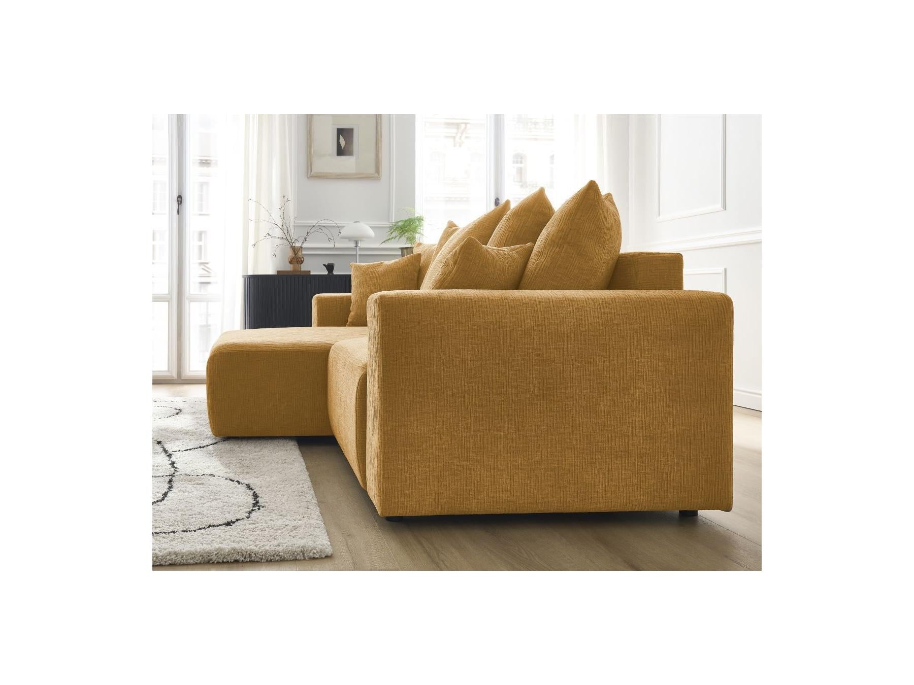 Atilla - Convertible Corner Sofa with Storage - Textured Fabric - Left-Hand Corner