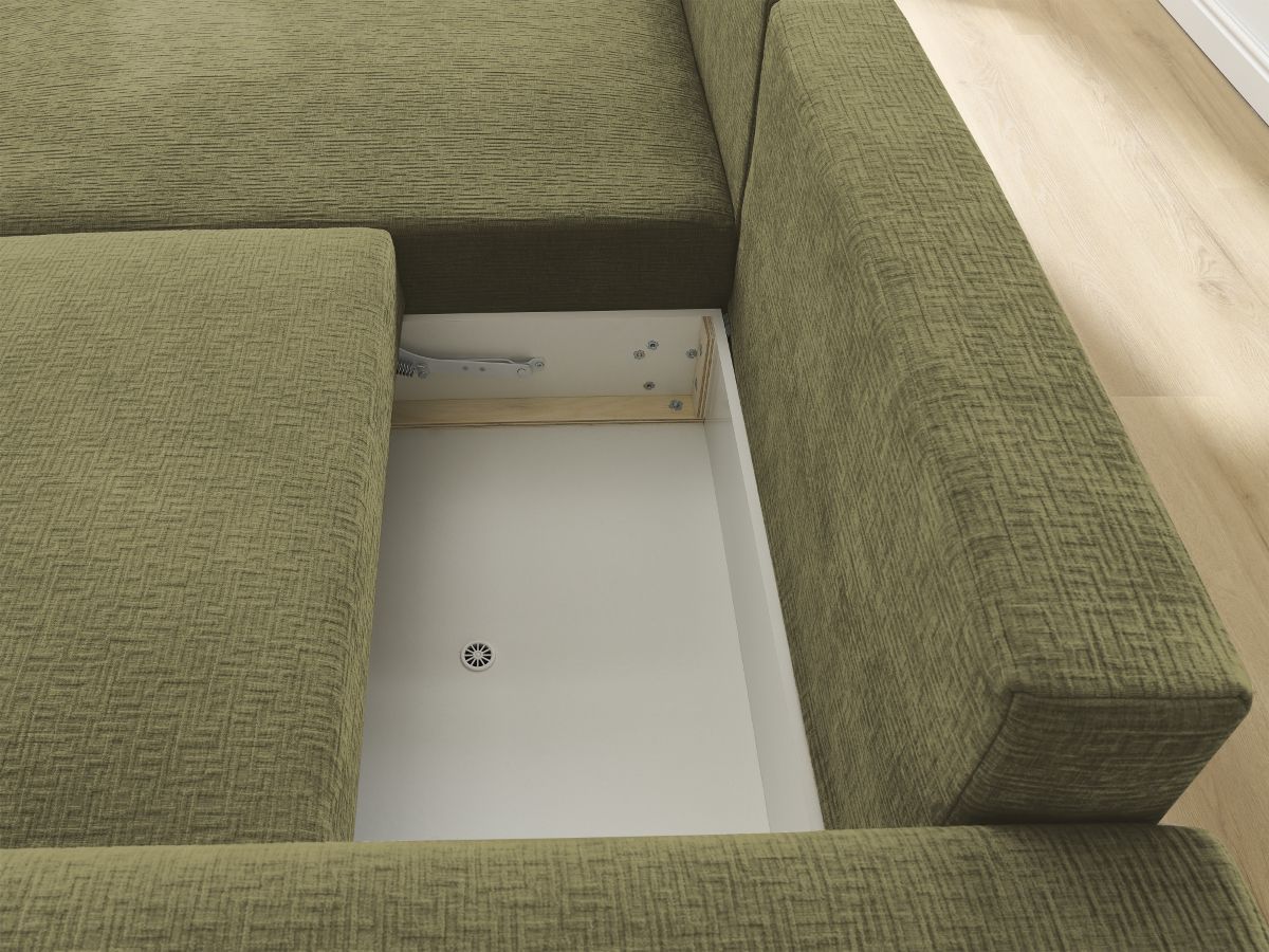 Atilla - Convertible Corner Sofa with Storage - Textured Fabric - Left-Hand Corner