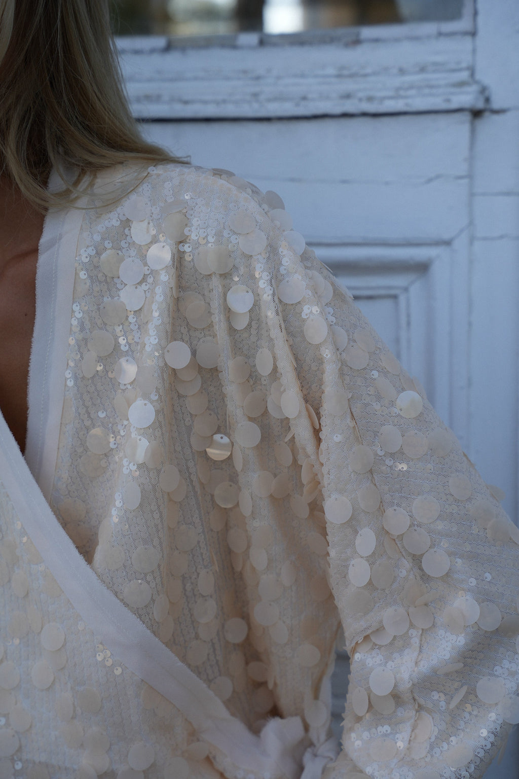 Pailletten-Cardigan Evy - Crème