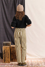 Pepita Trousers - White Khaki Striped