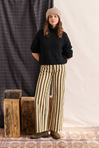 Pepita Trousers - White Khaki Striped