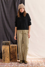 Pepita Trousers - White Khaki Striped