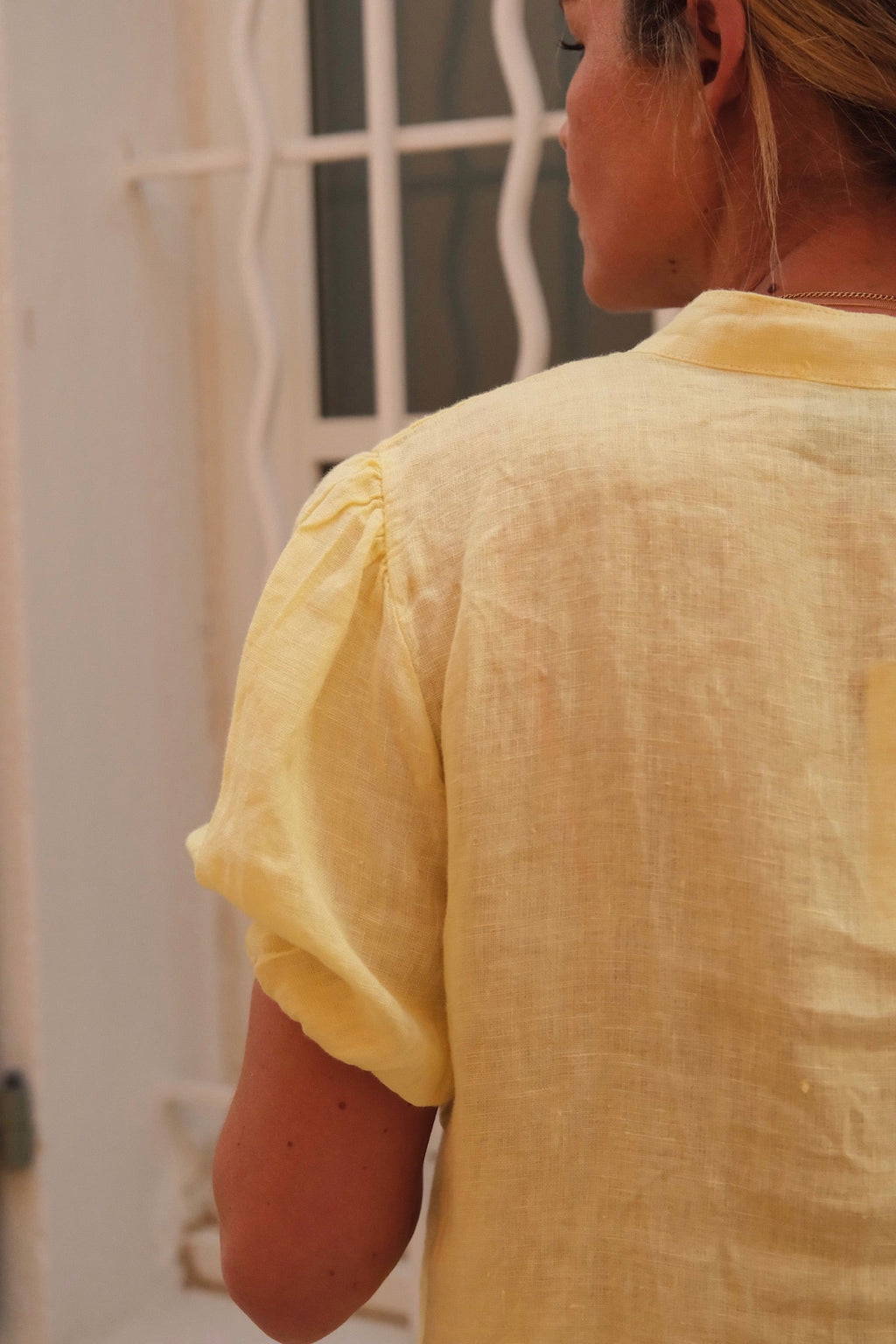 Célestine yellow linen blouse