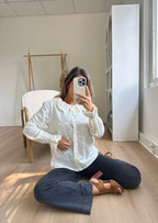Blouse à col large Ambre beige