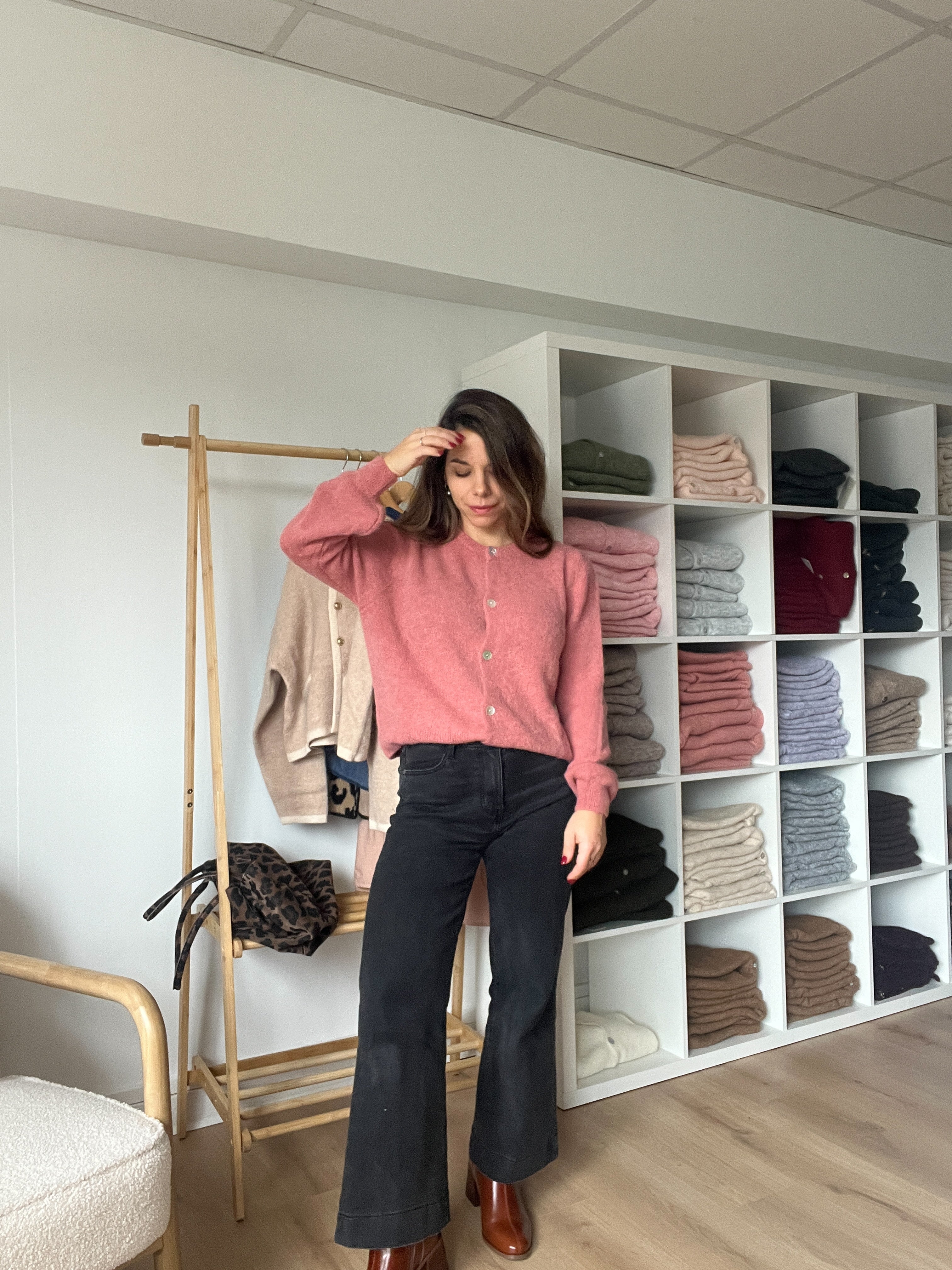 Léonie dusty pink wool knit