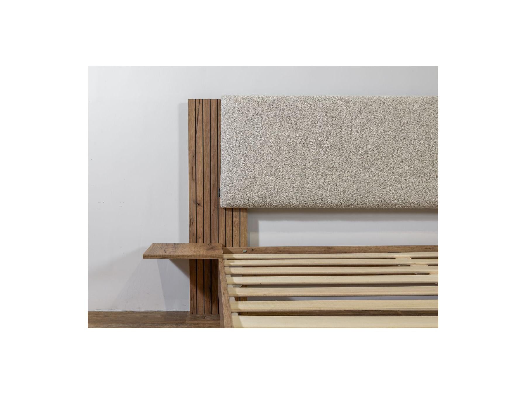 Lior - Cama con lamas macizas - Patas de madera natural