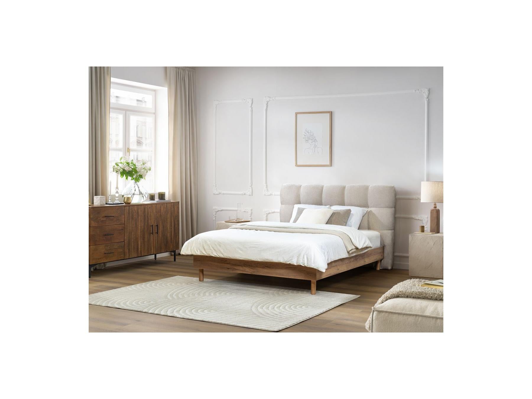Cama con lamas macizas - Kumo - Patas de madera natural