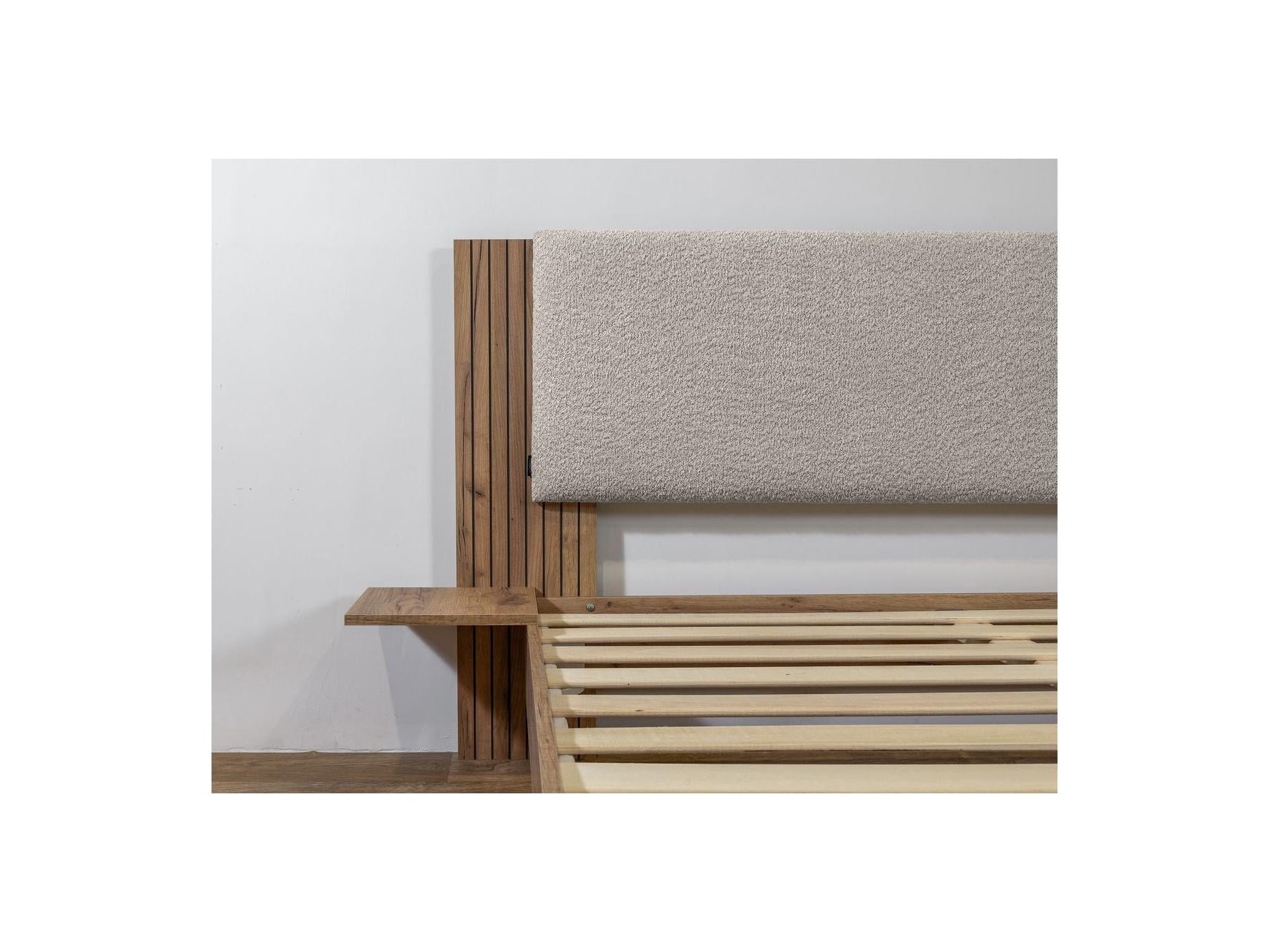 Lior - Cama con lamas macizas - Patas de madera natural