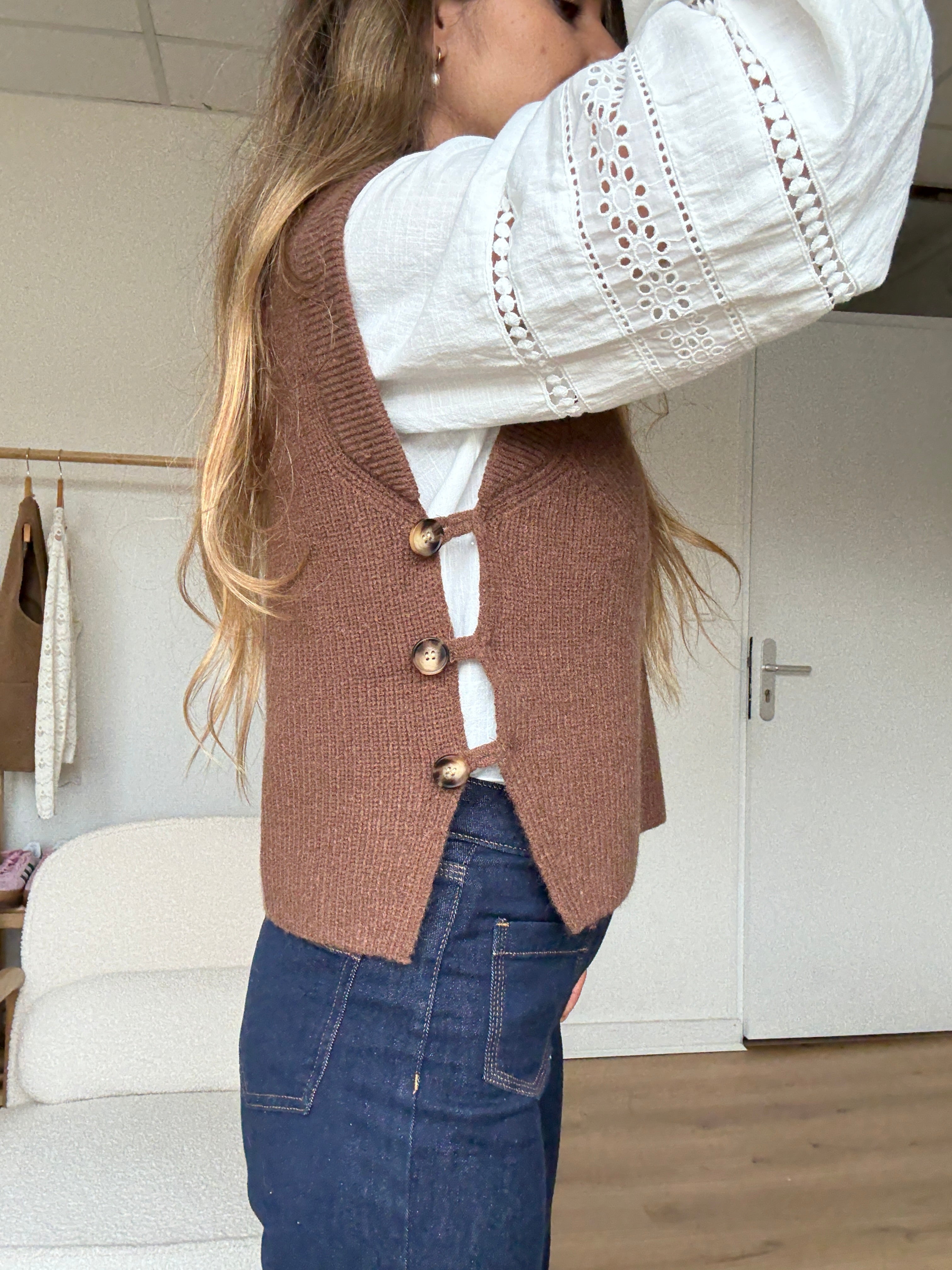 Brown Isaure Sleeveless Jumper
