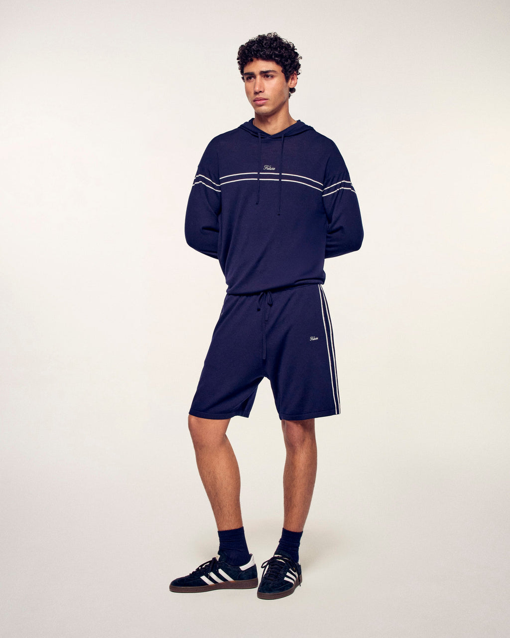 Pull Hoodie Rayures À Broderie