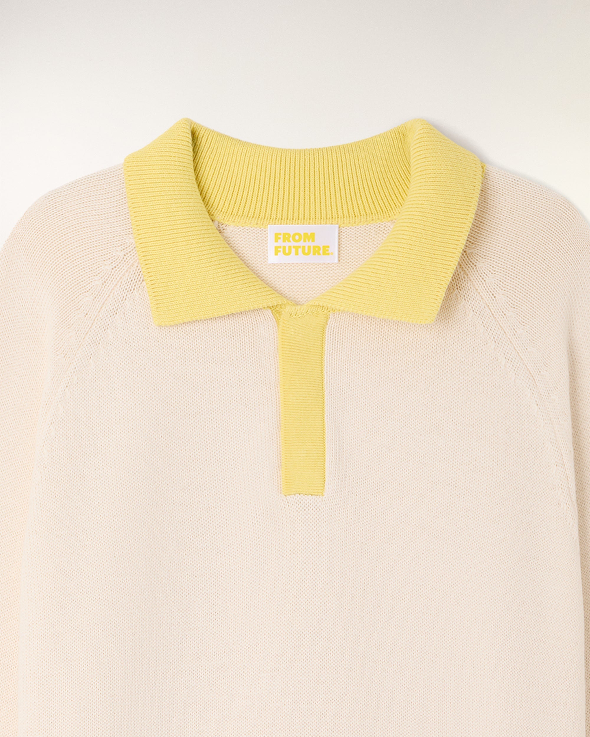 Pull Col Polo Manches Raglan - Ecru