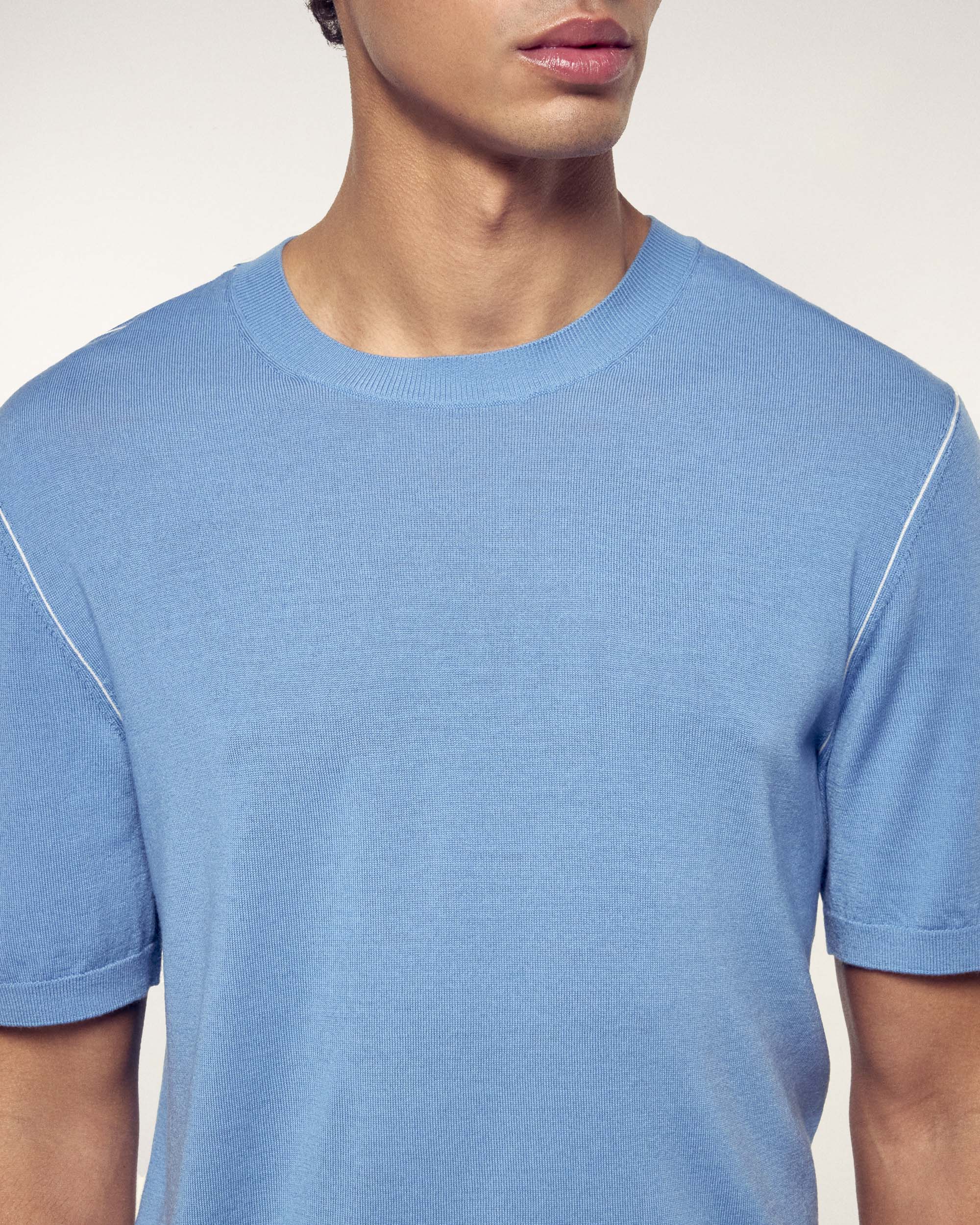Pull Col Rond Manches Courtes - Intense Blue