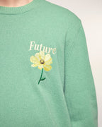 Pull Col Rond Motif Jacquard Et Broderie