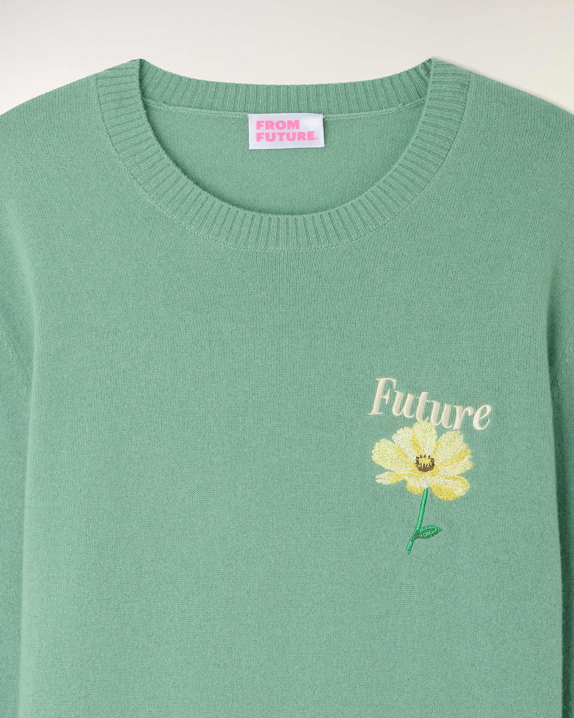 Pull Col Rond Motif Jacquard Et Broderie