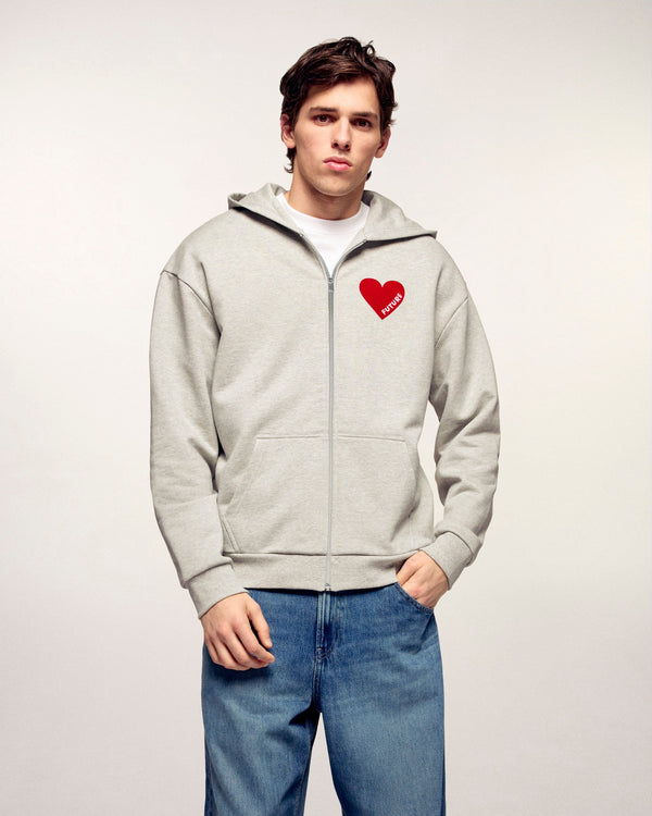 “Future” Heart Zipped Hoodie Sweatshirt