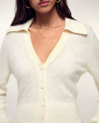 Pull Cardigan Cachemire Brossé Broderie