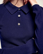 Jersey con cuello tipo polo y botones fantasía