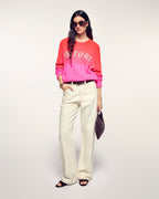 Dip Dye Round-Neck Sweater With “Future” Beaded Embroidery