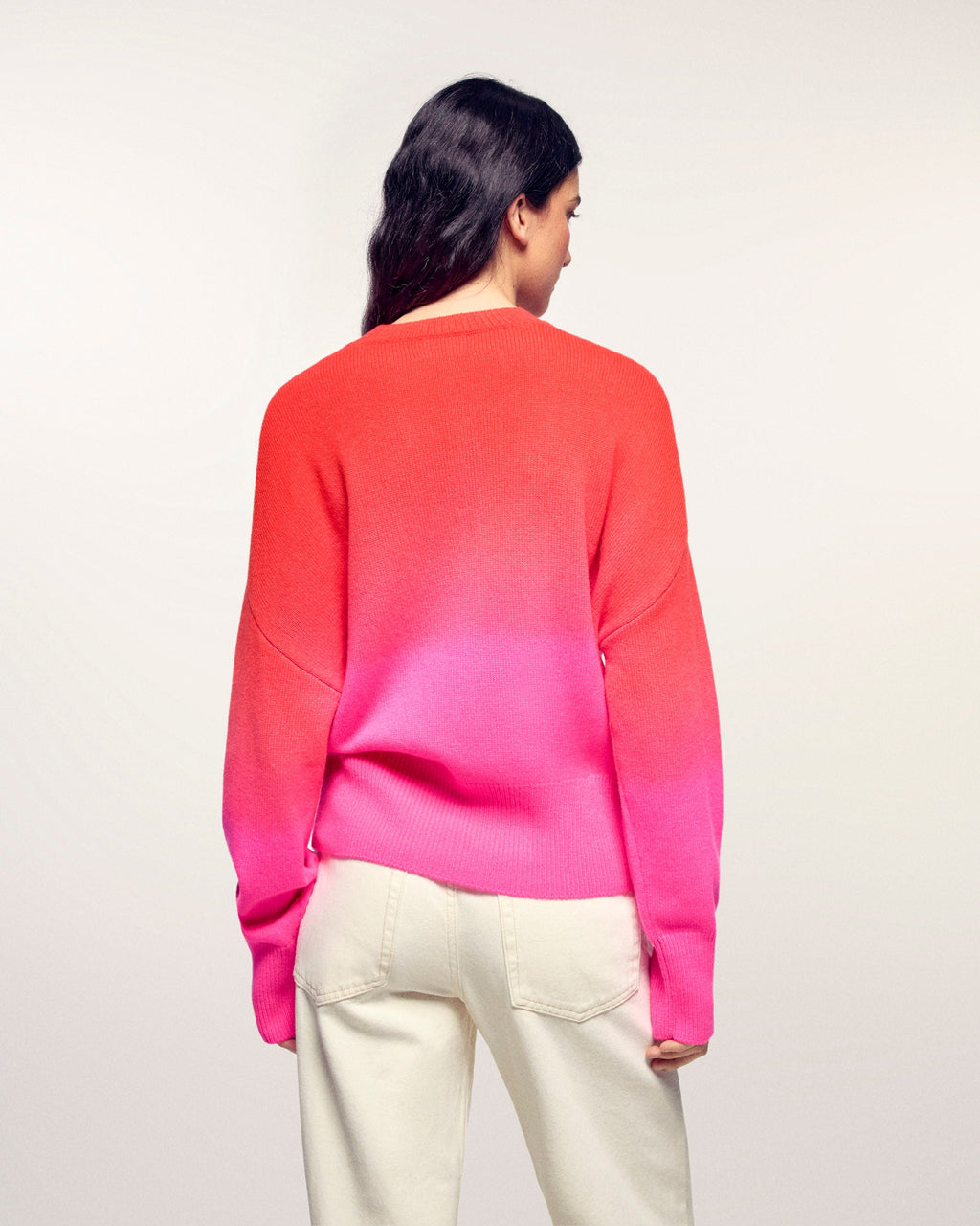 Dip Dye Round-Neck Sweater With “Future” Beaded Embroidery