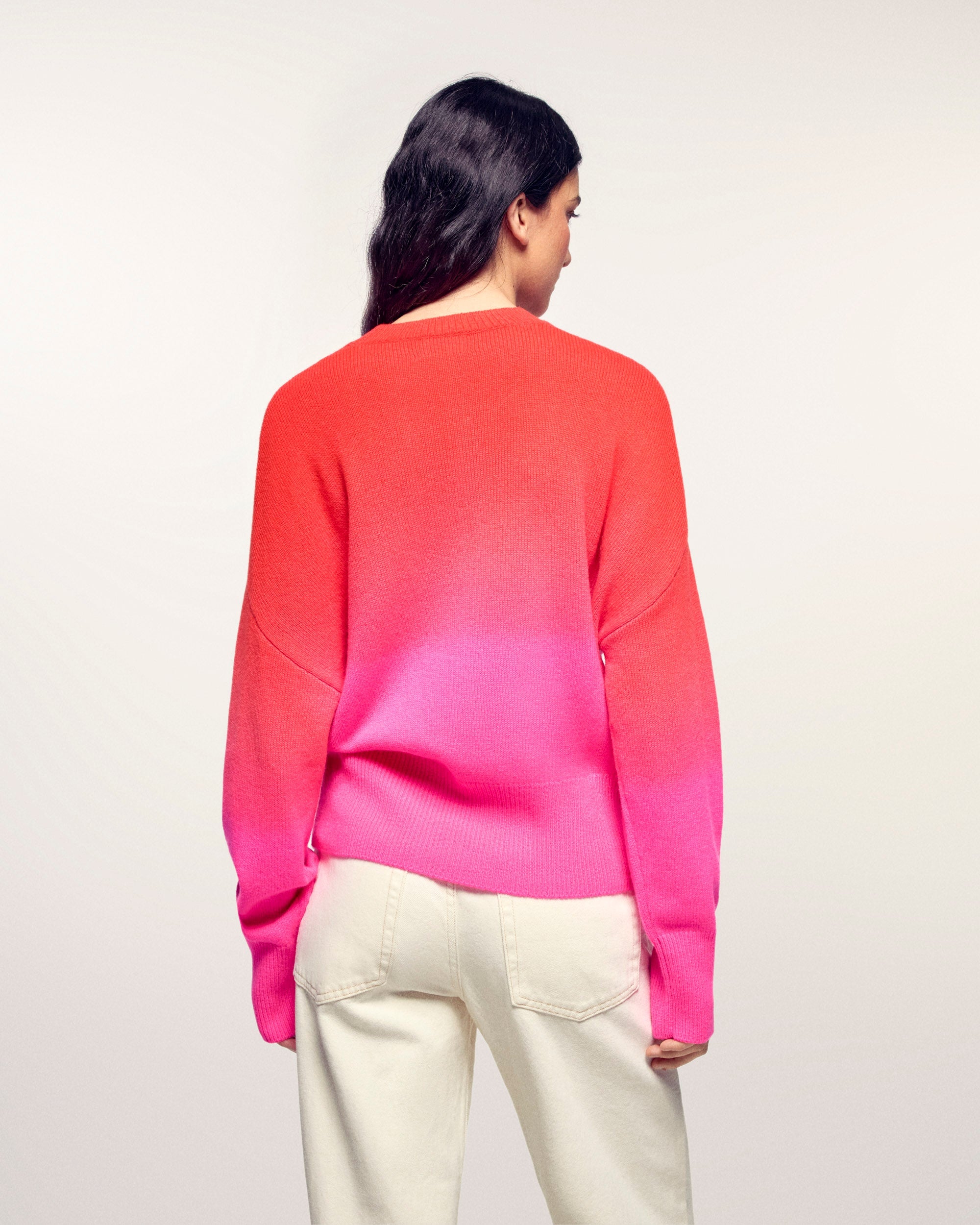 Dip Dye Round-Neck Sweater With “Future” Beaded Embroidery