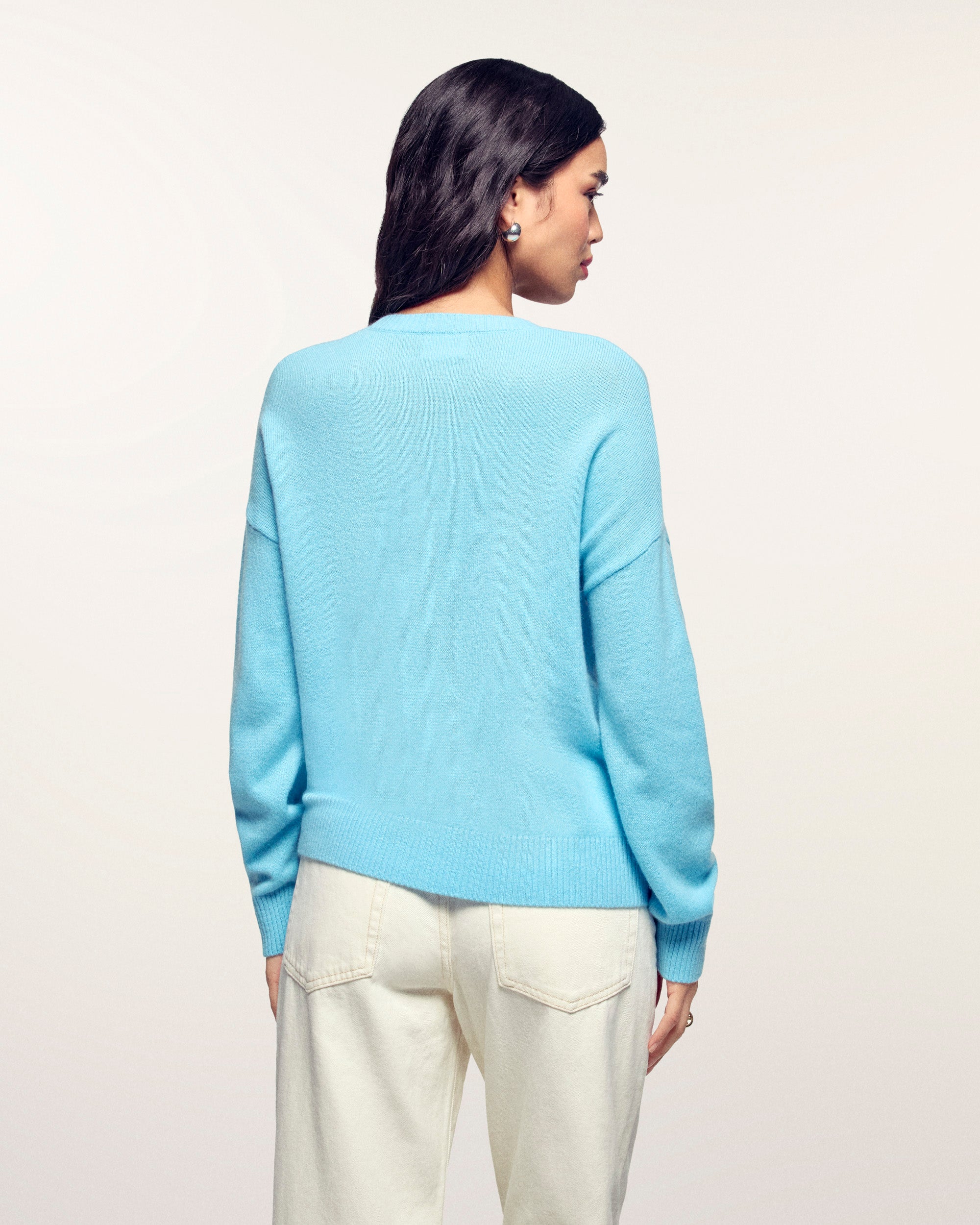 Pull Col Rond Motif Palmiers