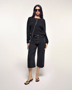 Pull Col Rond Boutons Dorés Ff