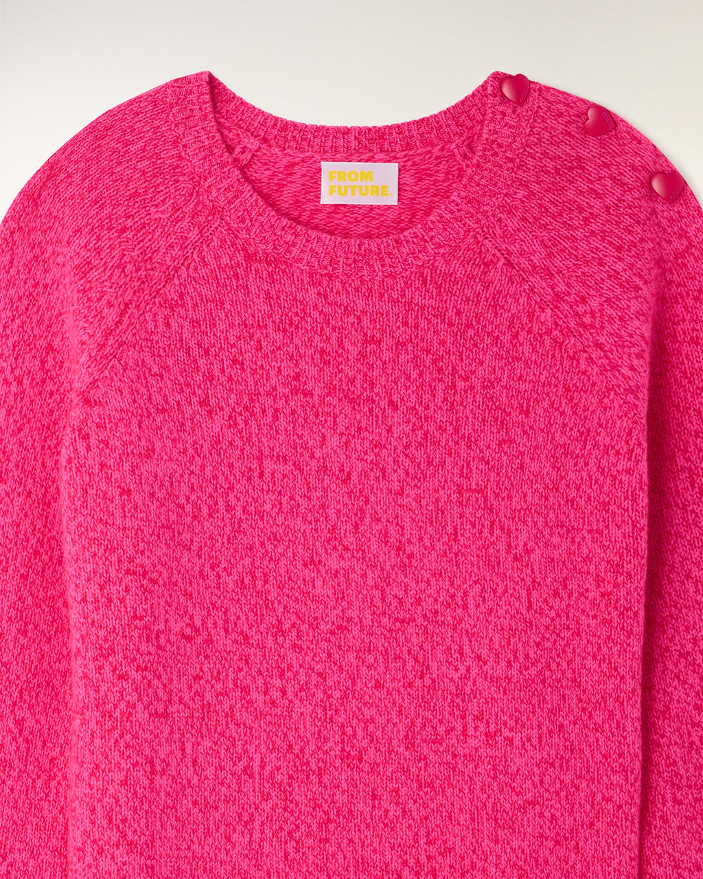 Pull Col Rond Boutons Cœur