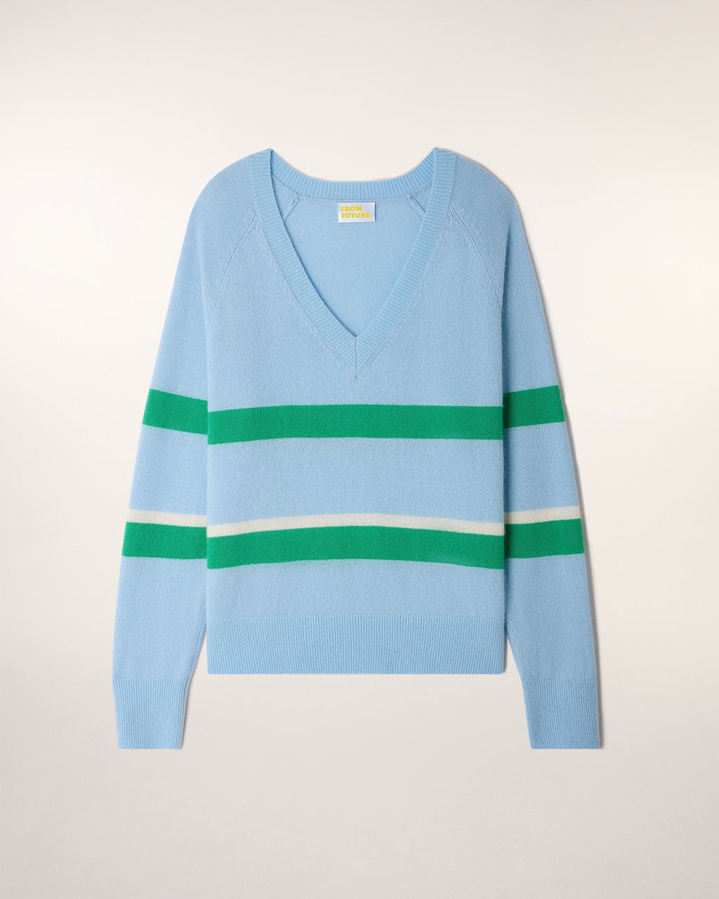 Jersey bicolor a rayas con cuello de pico
