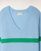 Jersey bicolor a rayas con cuello de pico